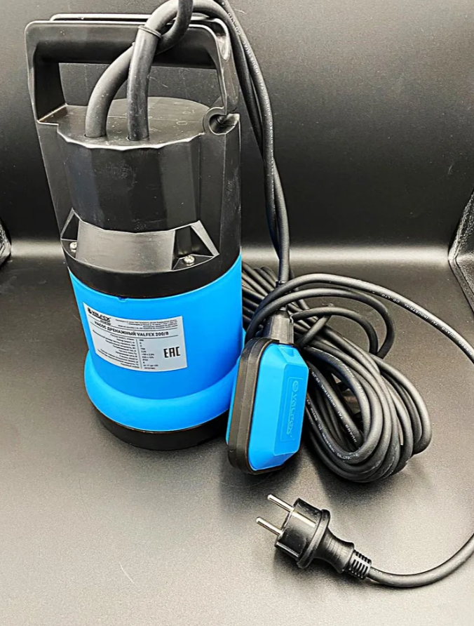 Дренажный погружной насос 200 л/мин, для чистых или дренажных вод до 5 мм, VALFEX, арт.VF.D.200.8 Дренажный погружной насос 200 л/мин, для чистых или дренажных вод до 5 мм, VALFEX, арт.VF.D.200.8