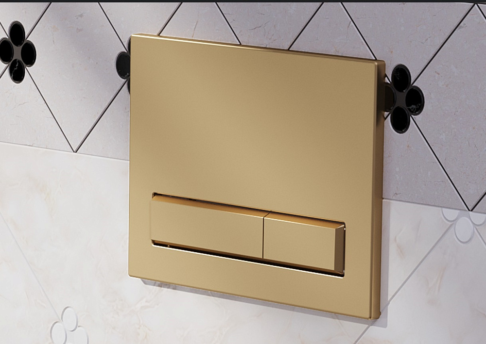 Клавиша АНИ Пласт для системы скрытой установки унитаза золото матовое, клавиша золото матовое WP1455
