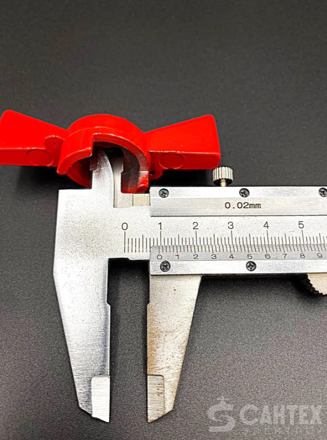 Ручка-бабочка 1";11/4" под пломбу (посадочное гнездо как на фото) для шарового крана (красная) VALFEX, арт.VF.RB3W.25.32.59