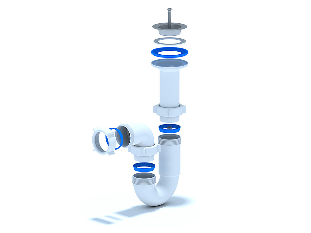 Сифон для мойки АНИ Пласт D0500 1 1/2 дюйма 40 мм прямоточный с литым выпуском