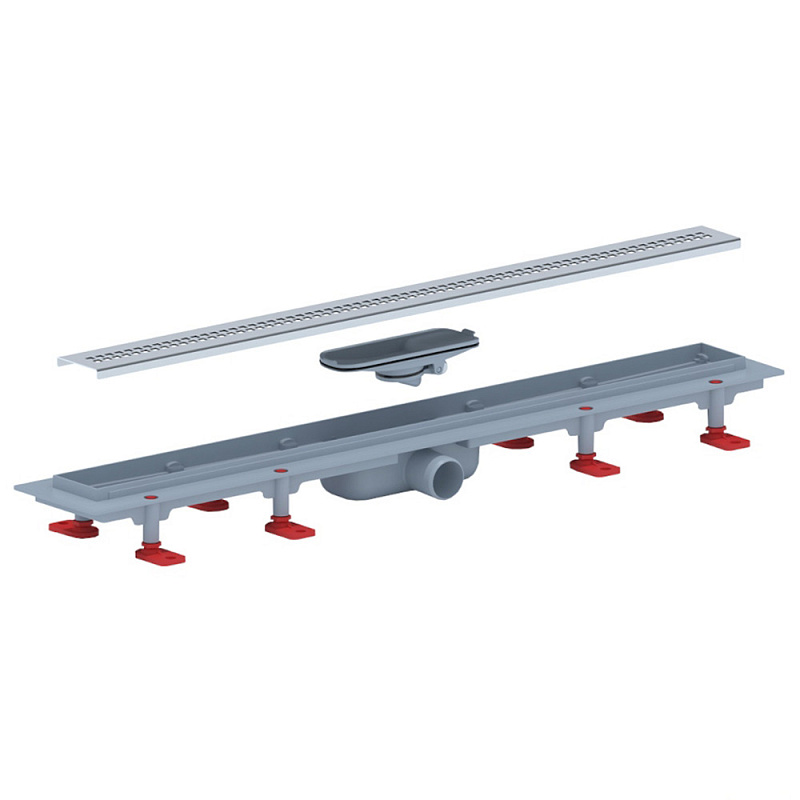 Трап линейный пластиковый АНИ Пласт TLQ1275M DN40 с сухим затвором и матовой решёткой Риф 750х62 мм