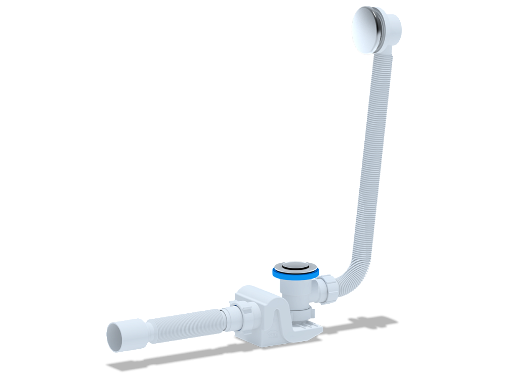 Сифон для ванны АНИ Пласт Бриг EC655 1 1/2 дюйма 40 мм клик-клак с переливом и гибкой трубой 40х50 мм