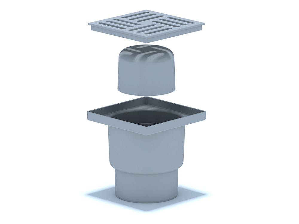 Трап для душа АНИ Пласт TA1210 вертикальный нерегулируемый с выпуском 110 мм и пластиковой решеткой 150х150 мм