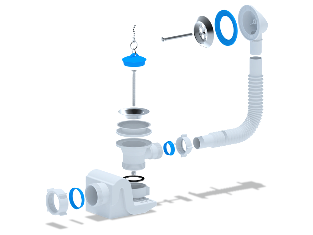 Сифон для ванны АНИ Пласт Бриг E650 1 1/2 дюйма с переливом