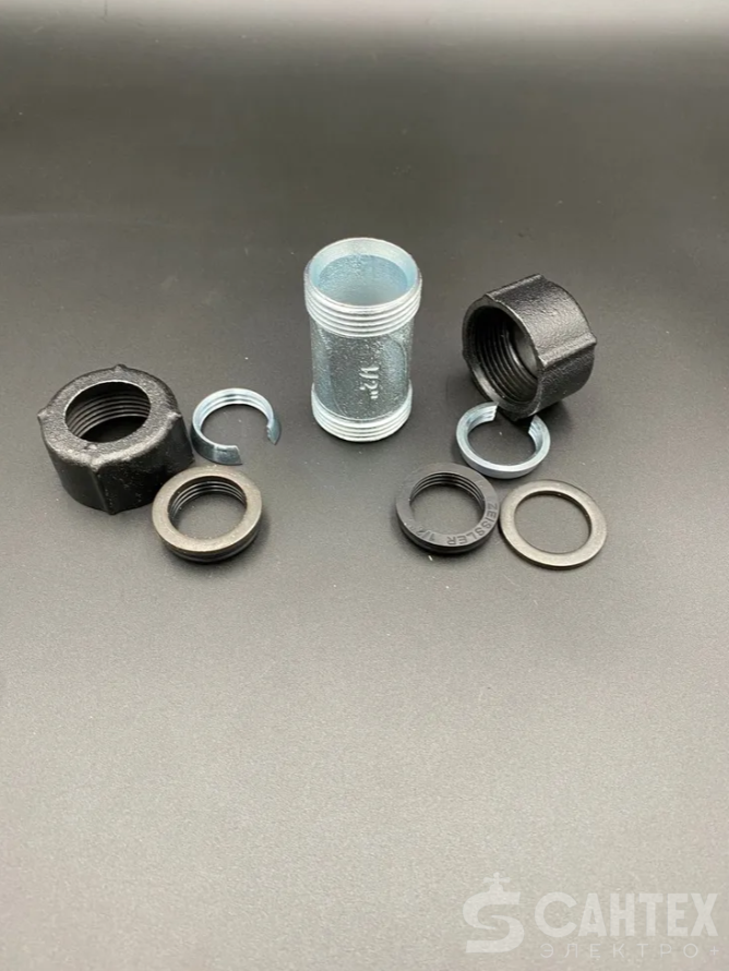 Обжимной соединитель 1/2" из ковкого чугуна, для зажима с обеих сторон ZEISSLER арт.ZSr.130.0304