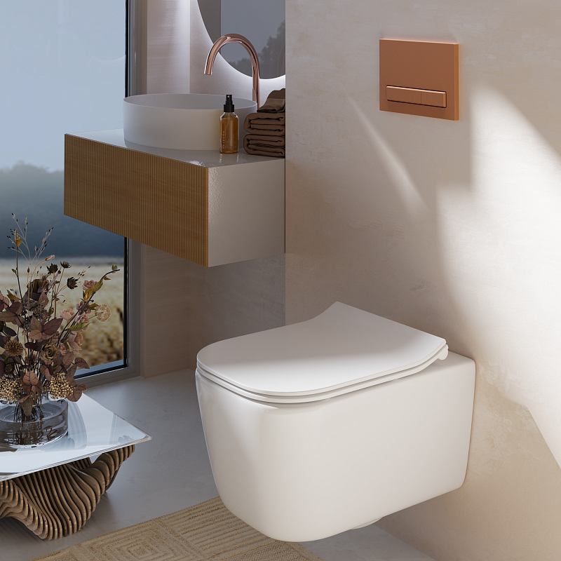 Клавиша смыва АНИ Пласт WP1488 для системы скрытой установки унитаза медь матовая прямоугольная