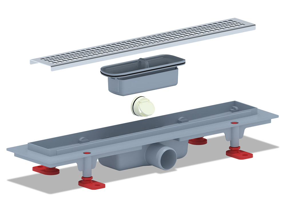 Трап линейный пластиковый АНИ Пласт TL1645M выпуск 40 мм решётка Корн матовая нержавеющая сталь 450 мм