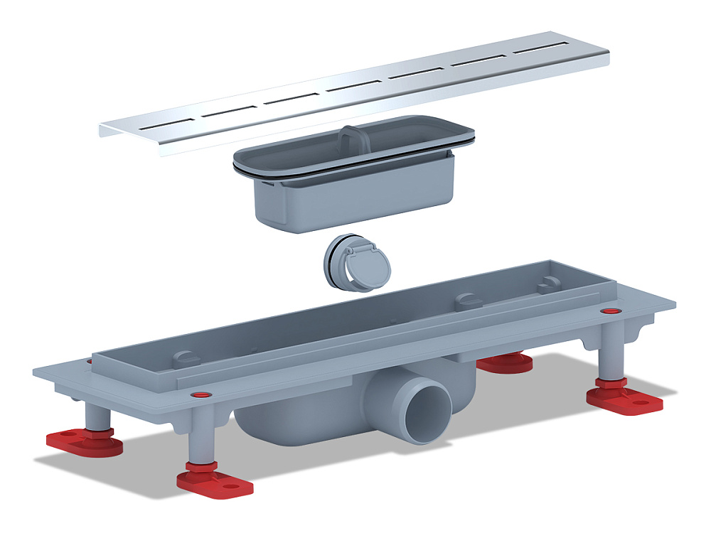 Трап линейный пластиковый АНИ Пласт TL1535G выпуск 40 мм решётка Киль глянцевая нержавеющая сталь 350 мм