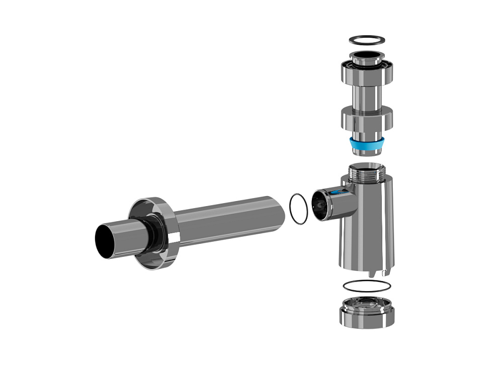 Сифон бутылочный АНИ Пласт, с переходной трубкой D40, пластиковый корпус, металлизированный, BRB1004M