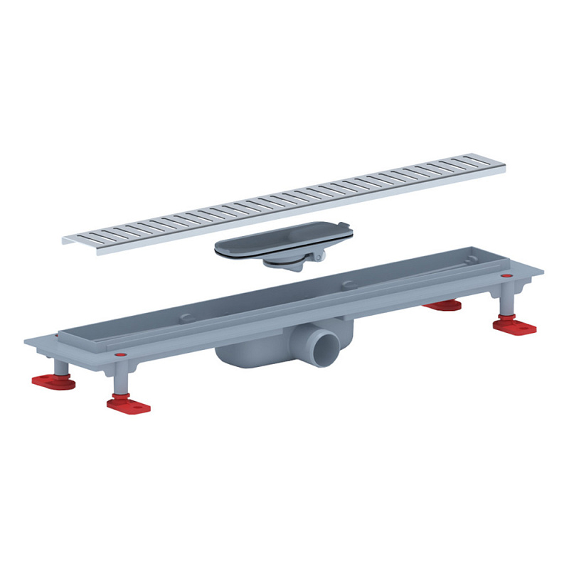 Трап линейный пластиковый АНИ Пласт TLQ1455M DN40 с сухим затвором и матовой решёткой Бимс 550х62 мм