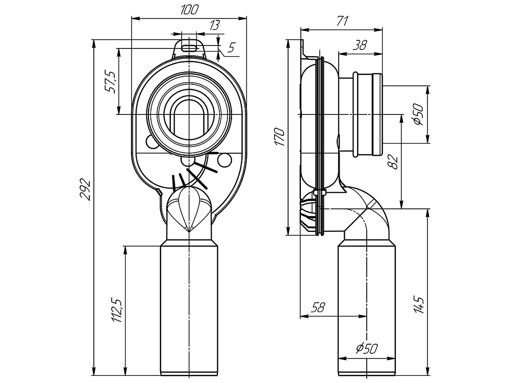 Сифон для писсуара АНИ Пласт U0705 с вертикальным выходом 50 мм