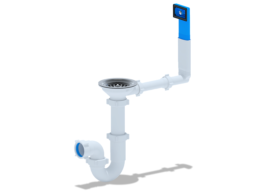 Сифон для мойки АНИ Пласт D0145 3 1/2 дюйма 40 мм прямоточный с жестким переливом