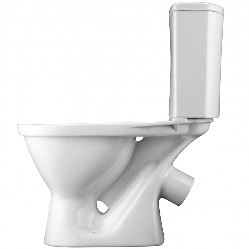 Унитаз SANTEK АЛЬКОР компакт, выпуск косой (слив 2-реж., полипропилен) с сиденьем и бачком