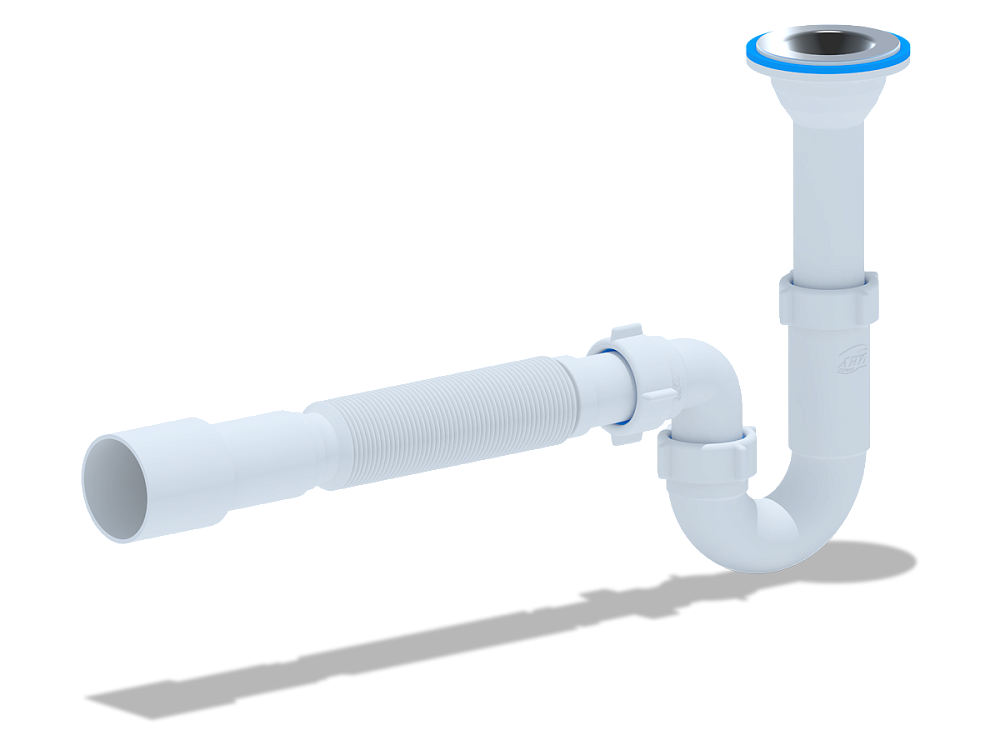 Сифон для раковины АНИ Пласт DB2016 с литым выпуском и гибкой трубой 32х40/50 мм
