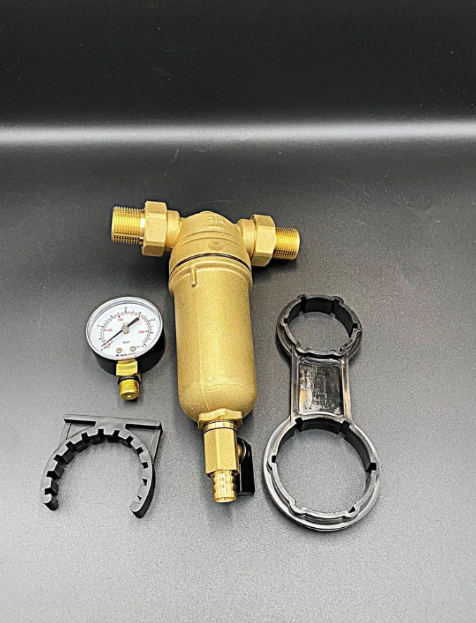 Фильтр промывной с манометром латунный 3/4", VALFEX, арт.VF.381.L.034