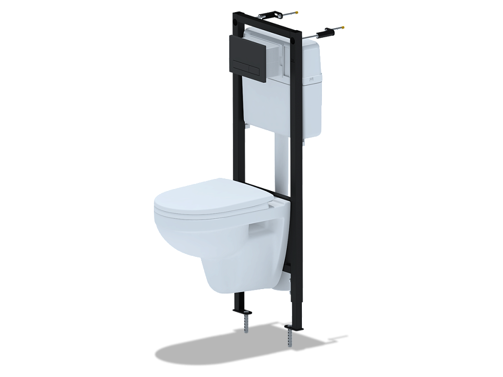 Набор инсталляции 40 см АНИ Пласт WN4143 с унитазом, с сиденьем WS0320, с прямоугольной черной клавишей WP1430