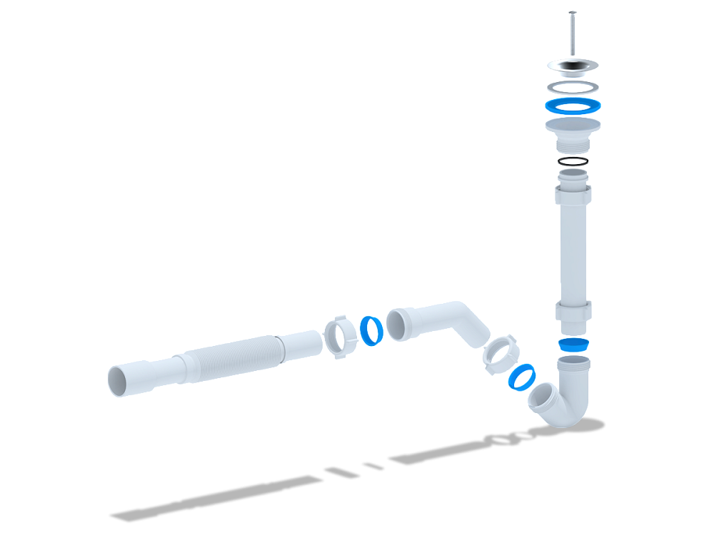 Сифон для биде АНИ Пласт BD1015 1 1/4 дюйма 32 мм с гибкой трубой 32х32/40 мм