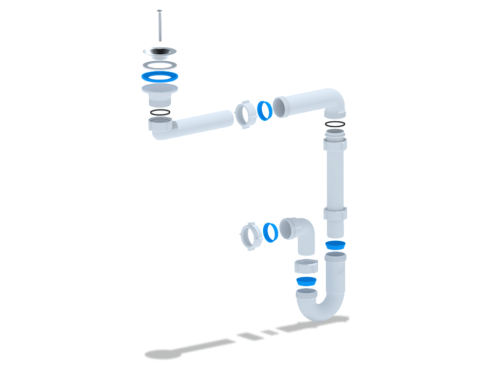 Сифон для раковины АНИ Пласт DB5000 смещенный 1 1/4 дюйма 32 мм