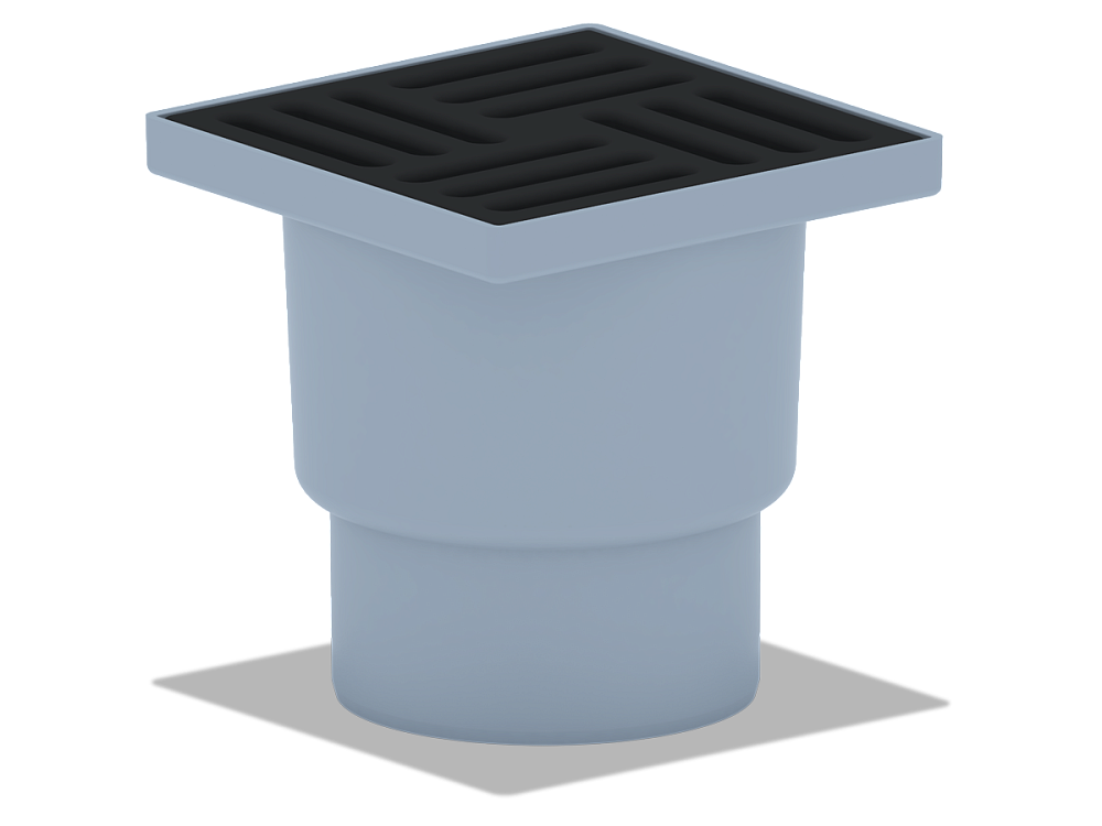 Трап для душа АНИ Пласт TQ1216 DN110 вертикальный нерегулируемый с сухим затвором и решёткой из чугуна 150х150 мм