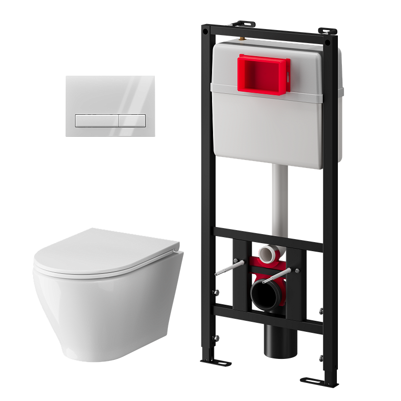 Набор инсталляции 50 см АНИ Пласт WN5 G1400G Breeze с безободковым унитазом, с сиденьем микролифт, белый глянец клавишей WPG1400G