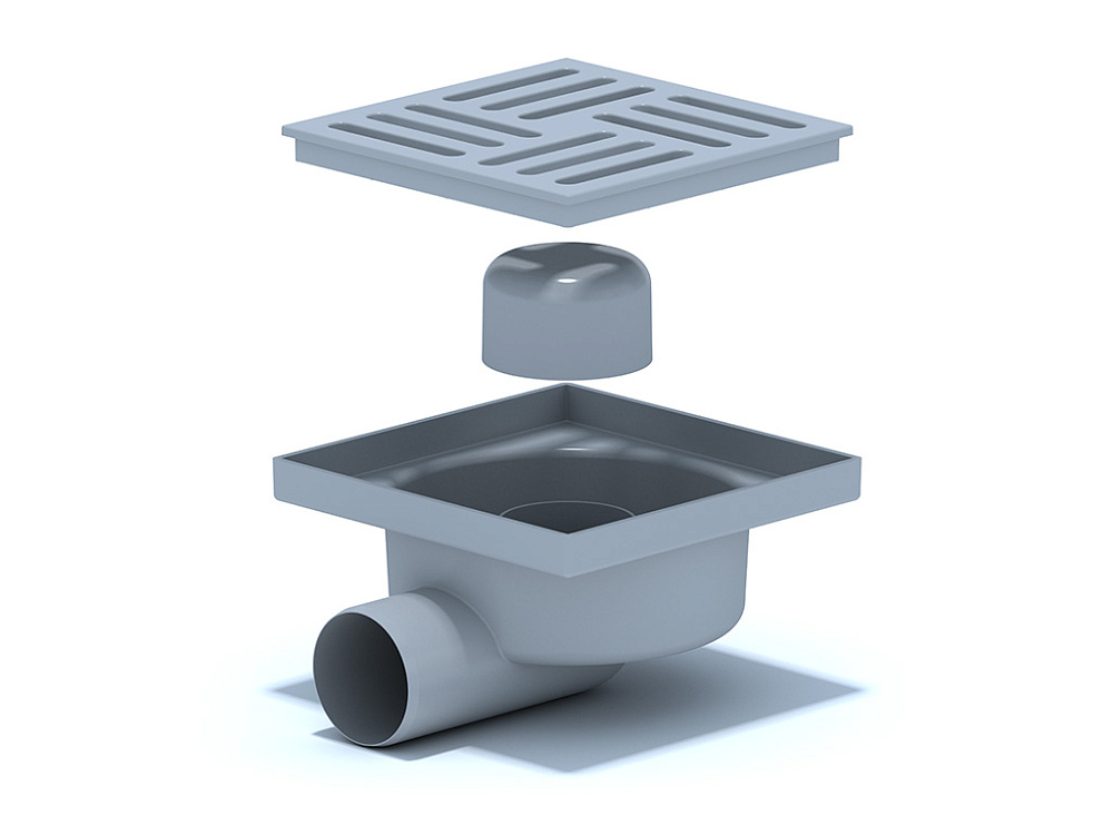 Трап для душа АНИ Пласт TA5110 горизонтальный нерегулируемый с выпуском 50 мм и решеткой из пластика 150х150 мм