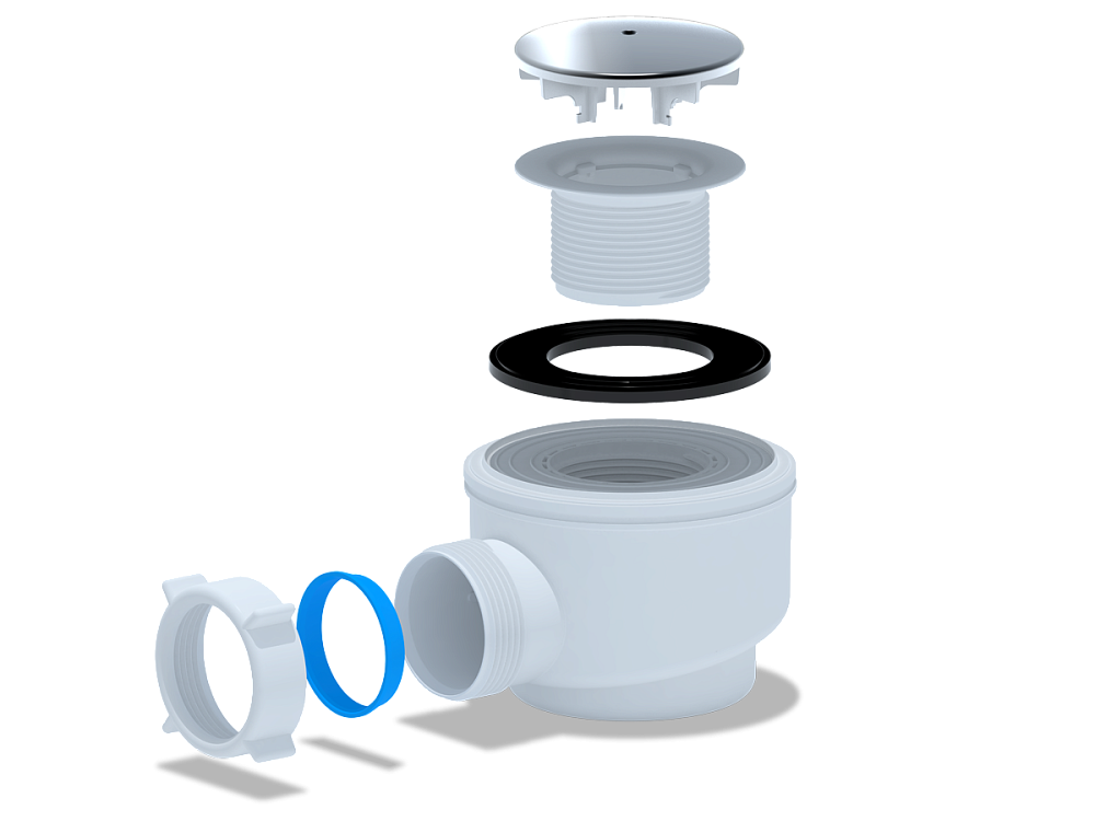 Сифон для душевого поддона АНИ Пласт E410C 1 1/2 дюйма 50 мм хром