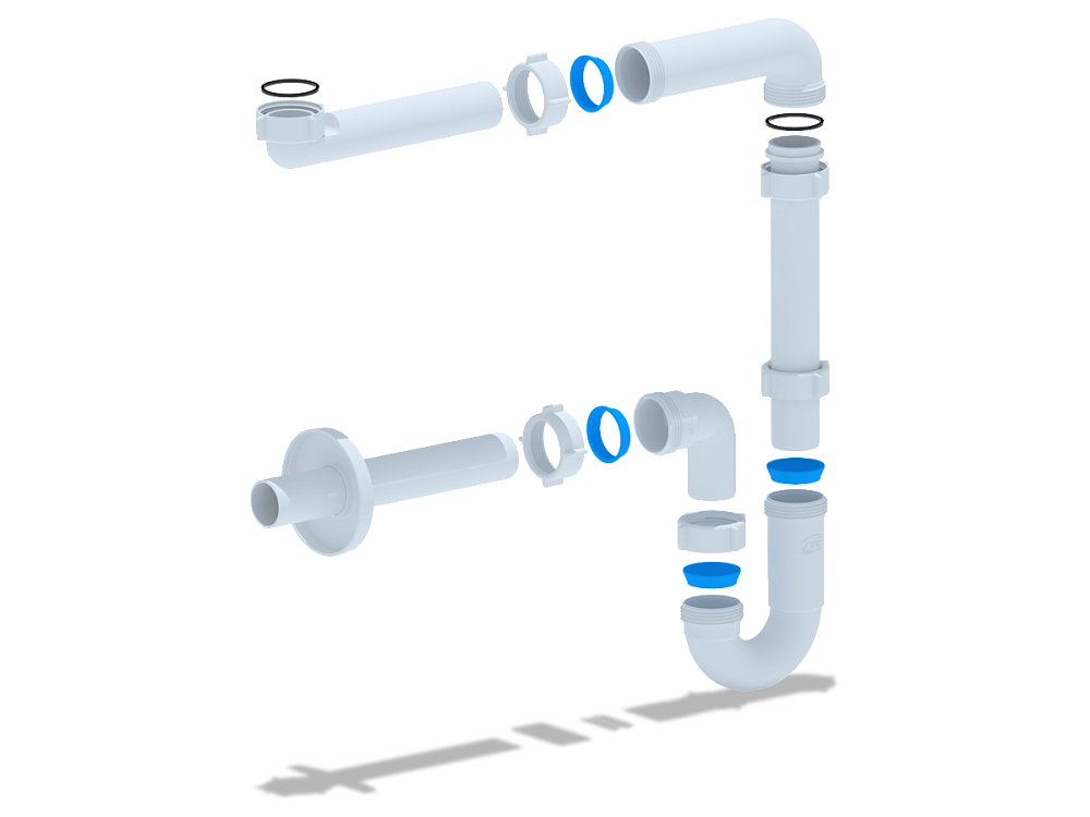 Сифон для раковины АНИ Пласт DB5023 1 1/4 дюйма 32 мм без выпуска с прямой трубой 32 мм