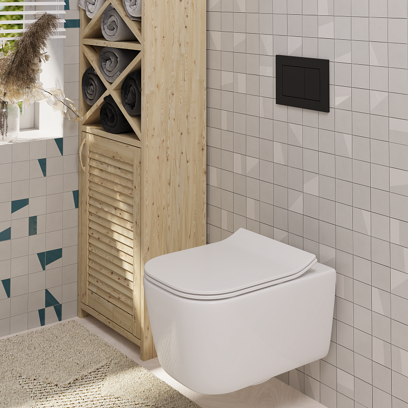 Клавиша АНИ пласт для системы скрытой установки унитаза прям. квадрат черное матовое WP1733