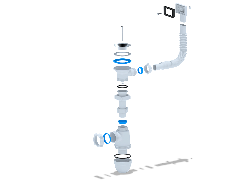 Сифон для мойки АНИ Пласт C0140S 1 1/2 дюйма 40 мм с жестким переливом