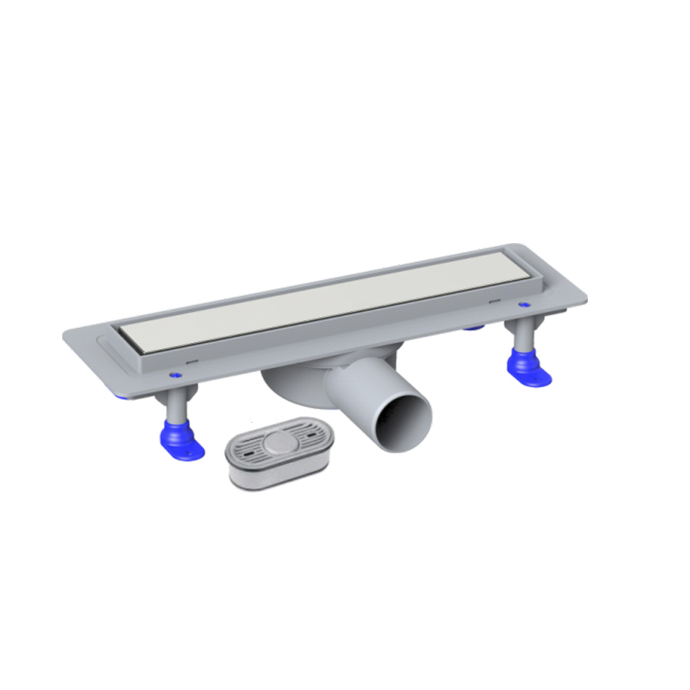 Трап линейный с решеткой из нерж.стали под плитку