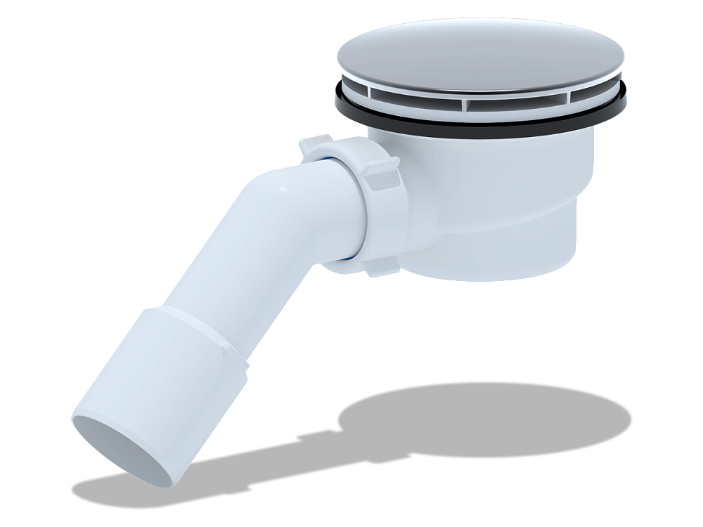 Сифон для душевого поддона АНИ Пласт E321VAL 1 1/2 дюйма 90 мм вальцовка с переходной трубой 45° 40/50 мм