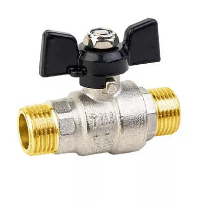 Кран шаровой никелированный TIM, 1/2" Ш/Ш,DE1217X