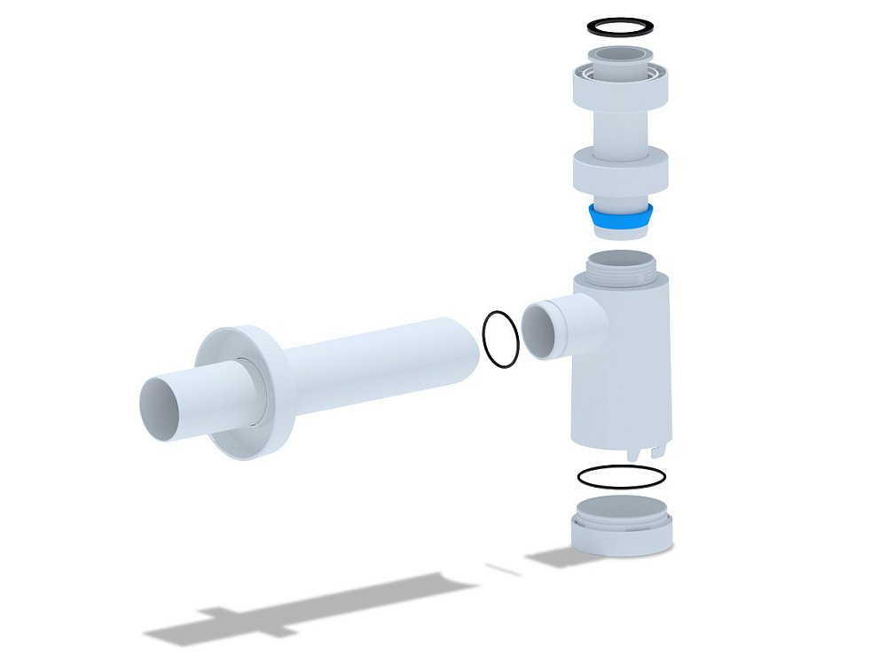 Сифон бутылочный АНИ Пласт,с переходной трубкой D40, белый, BRB1004