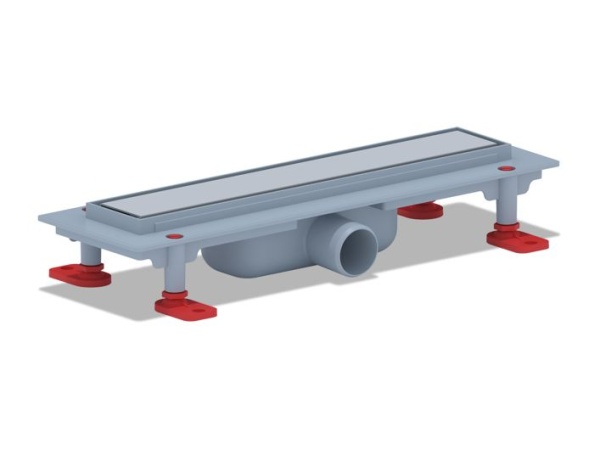 Трап линейный пластиковый АНИ Пласт TL1135M выпуск 40 мм решётка Штиль матовая нержавеющая сталь 350 мм