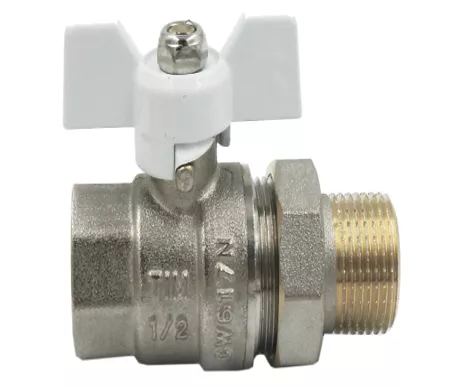 Кран шаровой с американкой усиленный латунный 1/2" г-ш бабочка TIM DE1231N