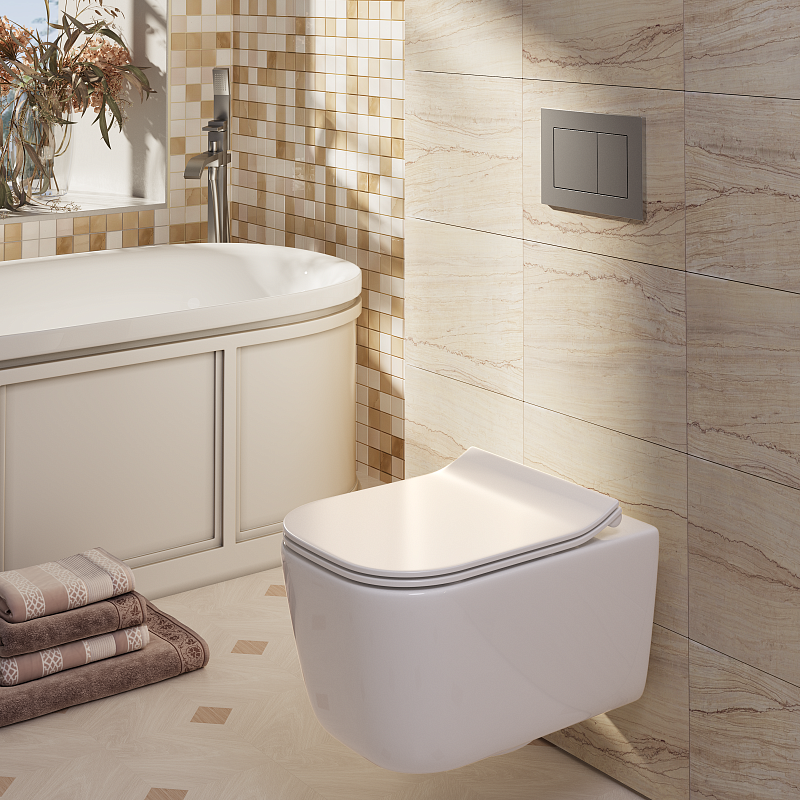 Клавиша АНИ пласт для системы скрытой установки унитаза прям. квадрат хром матовый WP1711