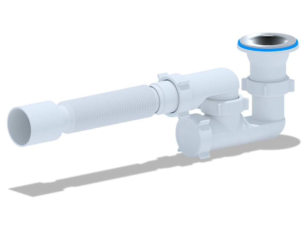 Сифон для душевого поддона АНИ Пласт E215 1 1/2 дюйма 40 мм регулируемый с гибкой трубой 40х50 мм