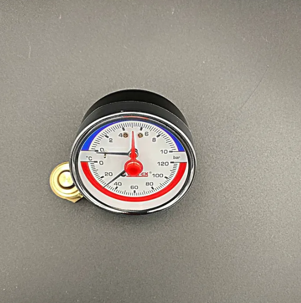 Термоманометр аксиальный (заднее подключение), 10 бар, VALFEX, арт.VF.TMZ.63.012.10