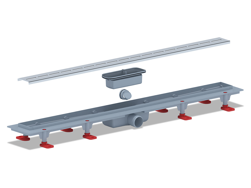 Трап линейный пластиковый АНИ Пласт TL1585M выпуск 40 мм решётка Киль матовая нержавеющая сталь 850 мм