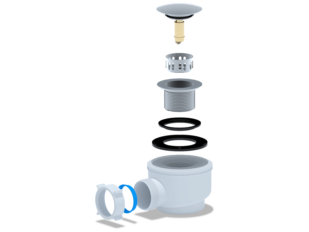 Сифон для душевого поддона АНИ Пласт E410CLGS 1 1/2 дюйма 50/60 мм хром клик-клак грибок с сеткой