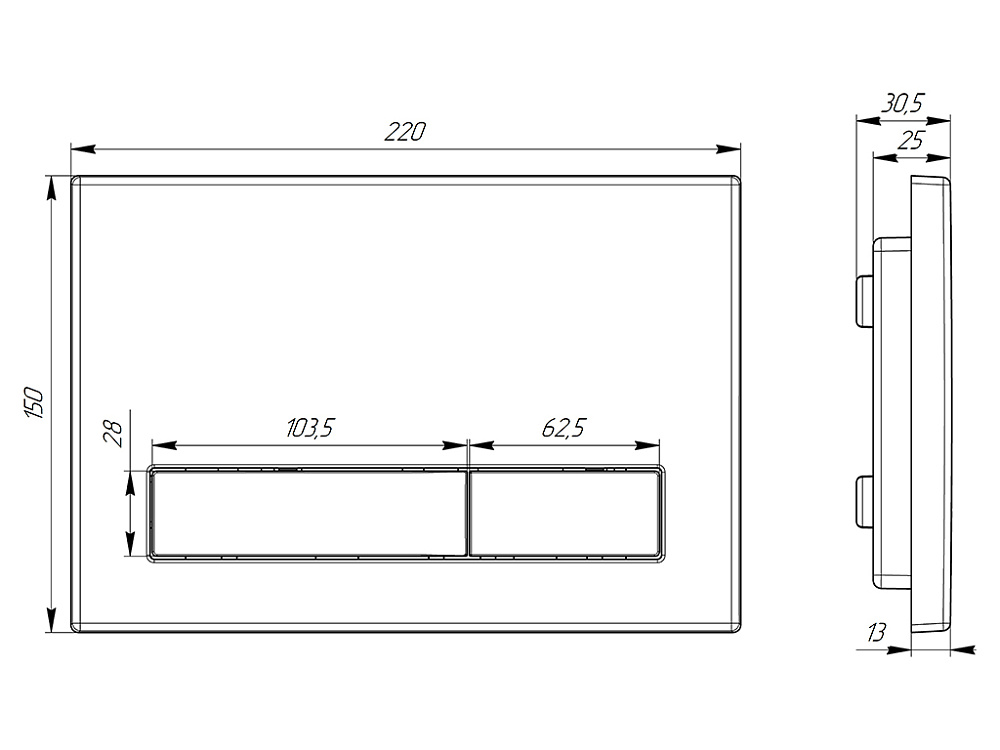 Клавиша смыва АНИ Пласт для инсталляции, плоская кнопка, белый матовый, WP1500