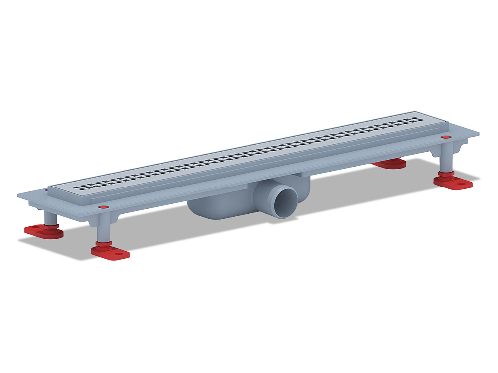 Трап линейный пластиковый АНИ Пласт TL1255M выпуск 40 мм решётка Риф матовая нержавеющая сталь 550 мм