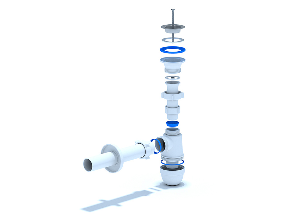 Сифон для мойки АНИ Пласт C0104 1 1/2 дюйма 40 мм с прямой трубой 40 мм