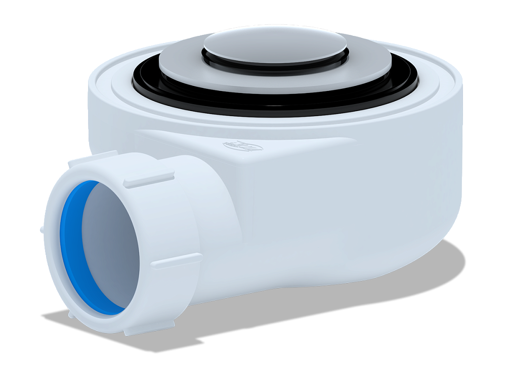 Сифон для душевого поддона АНИ Пласт E450CLS 1 1/2 дюйма 50 мм высота 53 мм клик-клак с сеткой