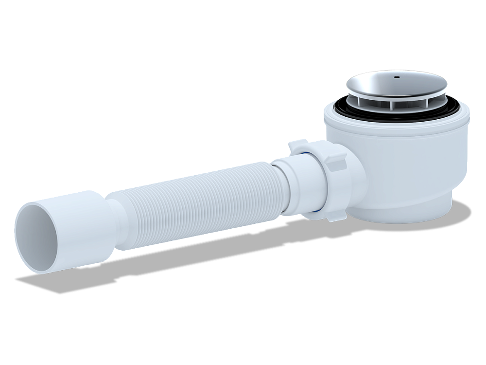 Сифон для душевого поддона АНИ Пласт E415C 1 1/2 дюйма 50 мм с гибкой трубой 40х50 мм