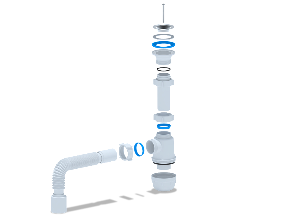 Сифон для мойки АНИ Пласт Грот A0110 1 1/2 дюйма 40 мм с гибкой трубой 40х50 мм