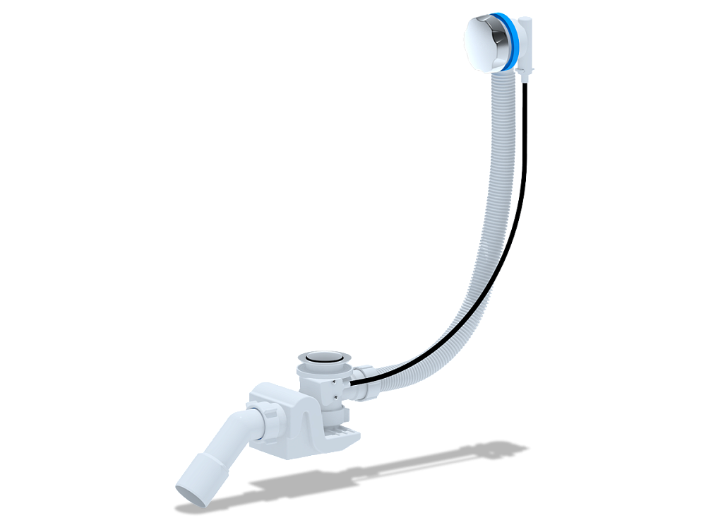 Перелив полуавтомат с плоским сифоном АНИ Пласт Бриг EM361 580 мм с переходной трубой 45 градусов 40х50 мм