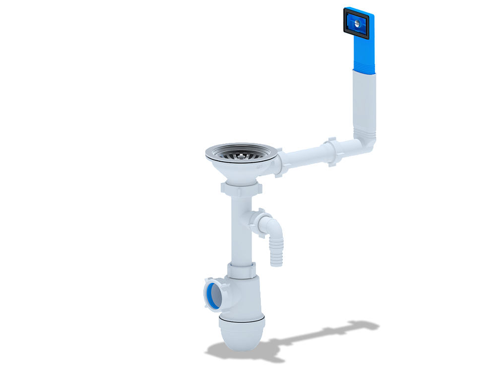 Сифон для мойки АНИ Пласт C0147 3 1/2 дюйма 40 мм с жестким переливом и отводом