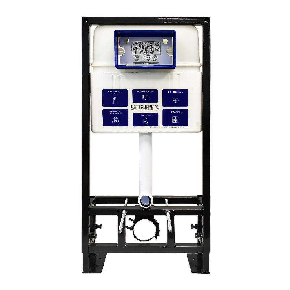 Инсталляция для унитаза BETTOSERB sava free standing, клавиша смыва хром матовый/хром глянец