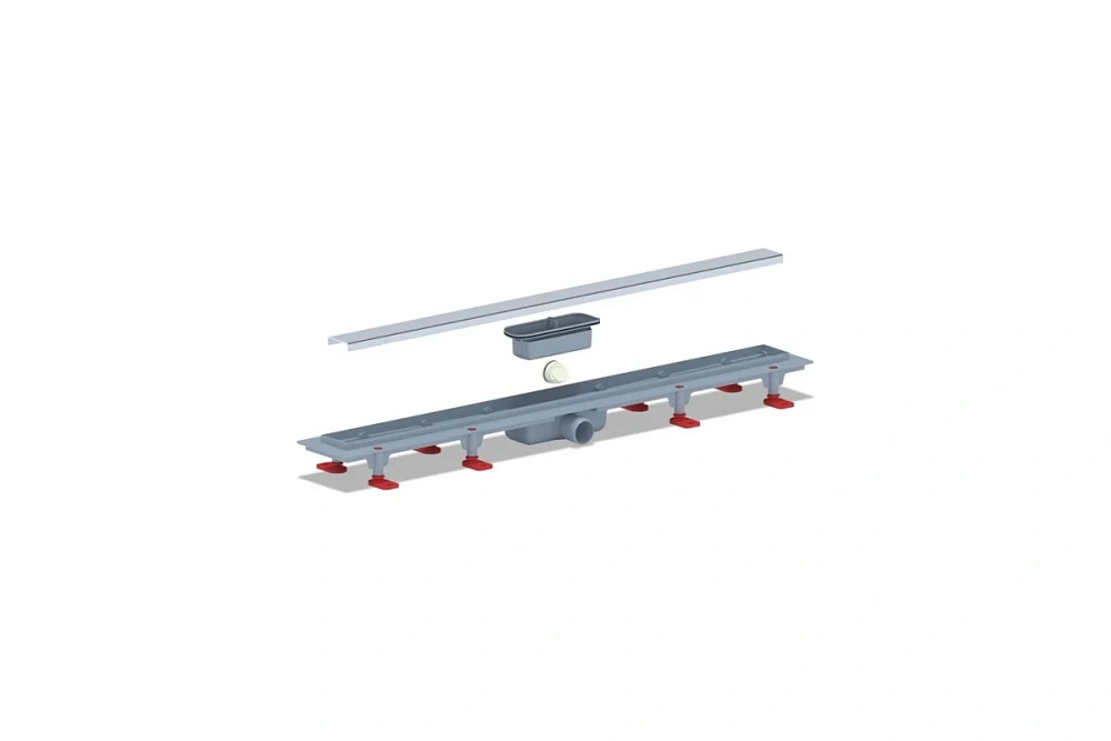 Трап линейный пластиковый АНИ Пласт TL1185G выпуск 40 мм решётка Штиль глянцевая нержавеющая сталь 850 мм